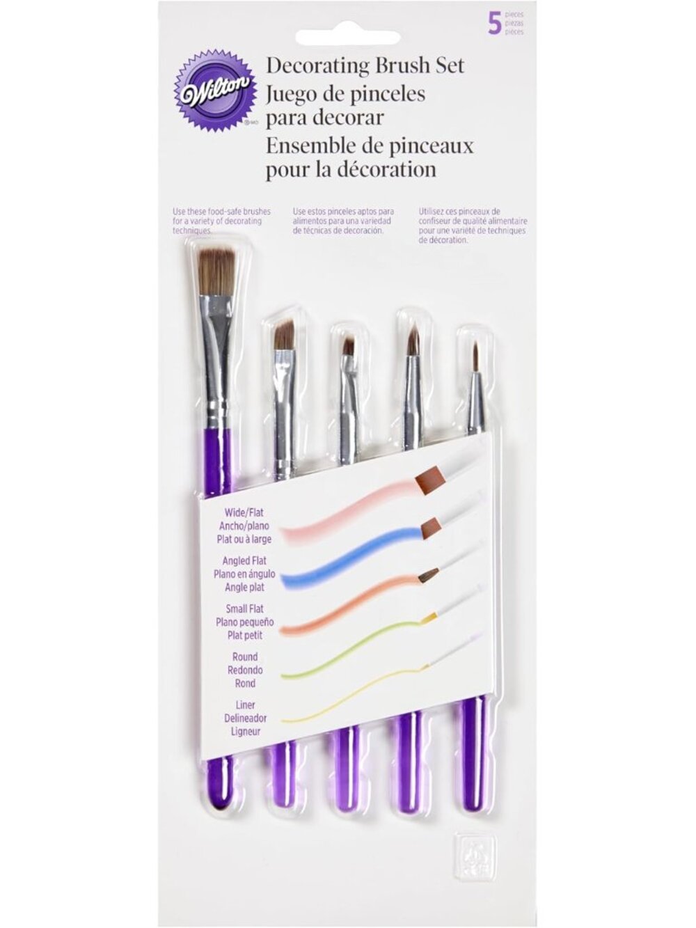 5-Piece Decorating Brush Set - Food Safe Decorating Brushes for Dusting Edible G